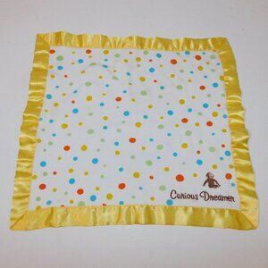 Curious George Security Blanket Dreamer Yellow Satin Trim Polka Dot Baby infant
